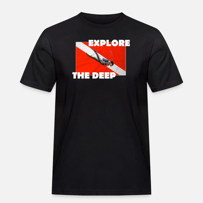 EXPLORE THE DEEP - Männer Workwear T-Shirt - Schwarz