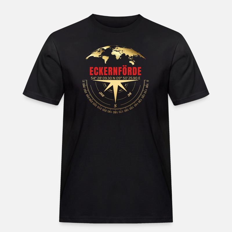 Koordinaten Eckernförde - Männer Workwear T-Shirt - Schwarz