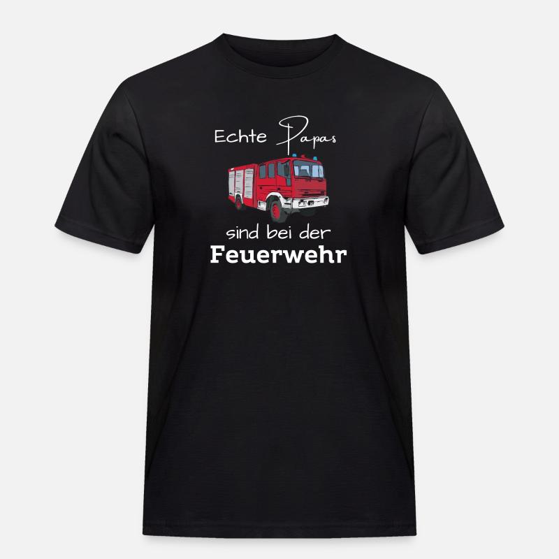 Echte Papas sind bei der Feuerwehr - Männer Workwear T-Shirt - Schwarz