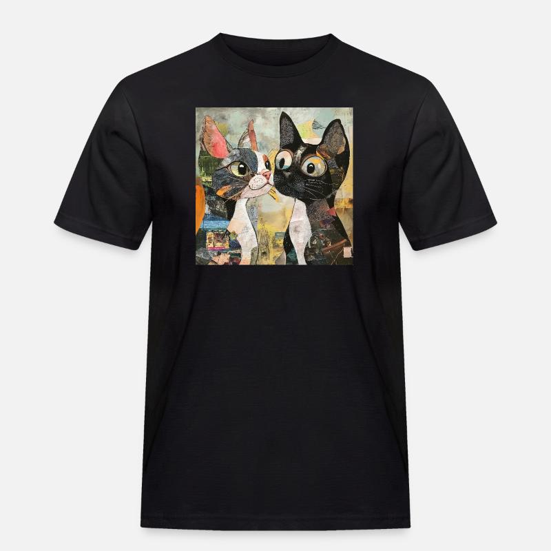 cat cats katze katze collage - Männer Workwear T-Shirt - Schwarz