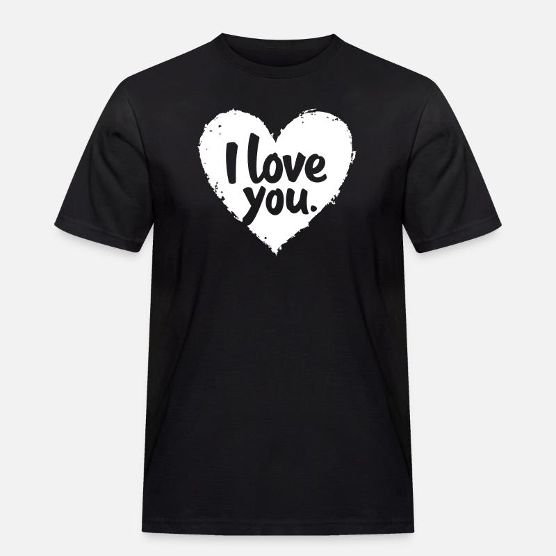 Ich liebe dich, Weiß - Männer Workwear T-Shirt - Schwarz