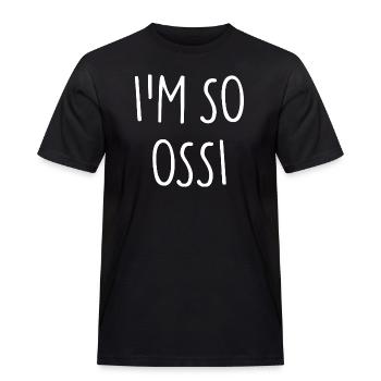 I'M SO OSSI Osten - Männer Workwear T-Shirt - Schwarz - Vorne - AI Model Male 178 light (178cm)