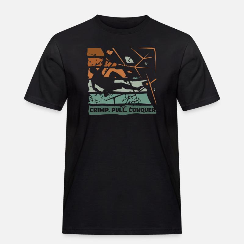 Bouldern – Crimp. Pull. Conquer. - Männer Workwear T-Shirt - Schwarz