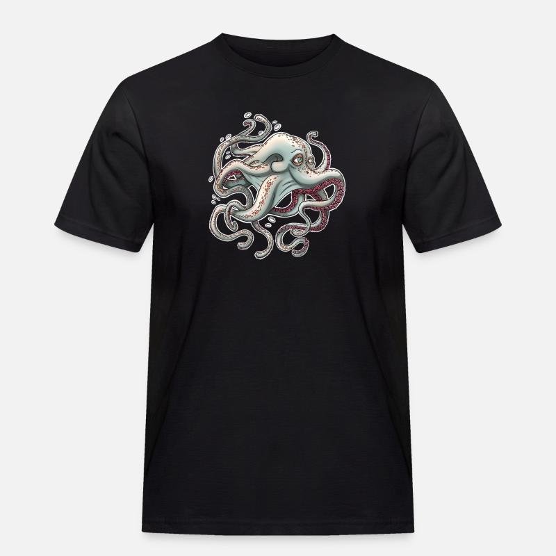 Whimsical Octopus with Dreamy Expression - Men's Workwear T-Shirt - black
