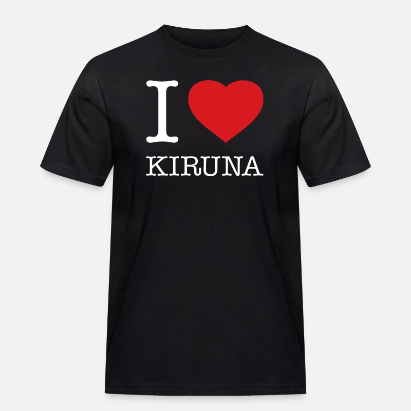 I LOVE KIRUNA - Männer Workwear T-Shirt - Schwarz