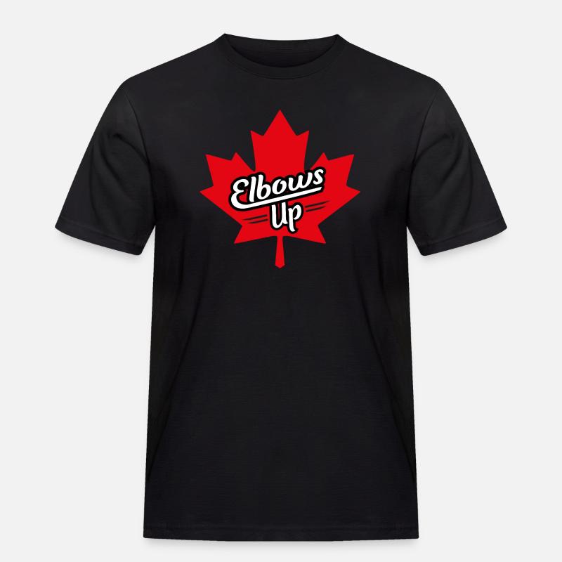 Elbows Up Maple Leaf Design - Männer Workwear T-Shirt - Schwarz