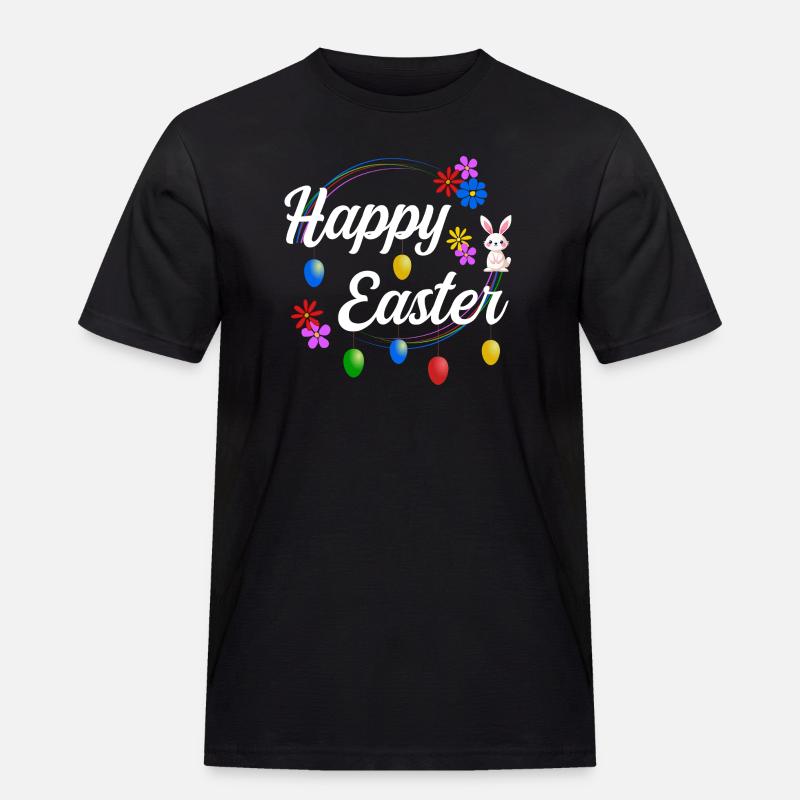 Happy Easter - Männer Workwear T-Shirt - Schwarz