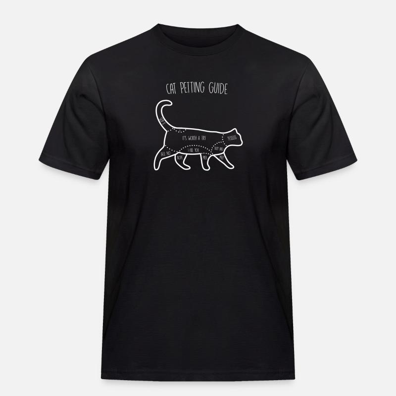 Cat Petting Guide - Männer Workwear T-Shirt - Schwarz