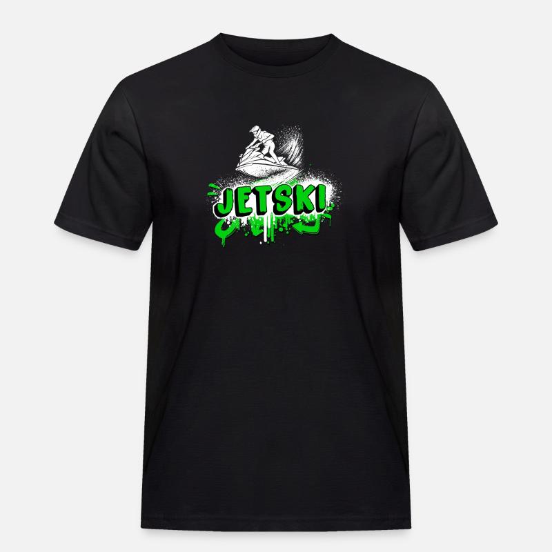 Jetski Graffiti – Splash and Ride - Männer Workwear T-Shirt - Schwarz