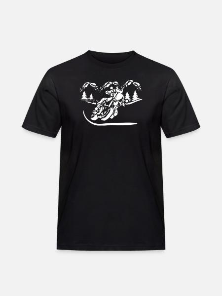 Motorrad Waldsilhouette - Männer Workwear T-Shirt - Schwarz
