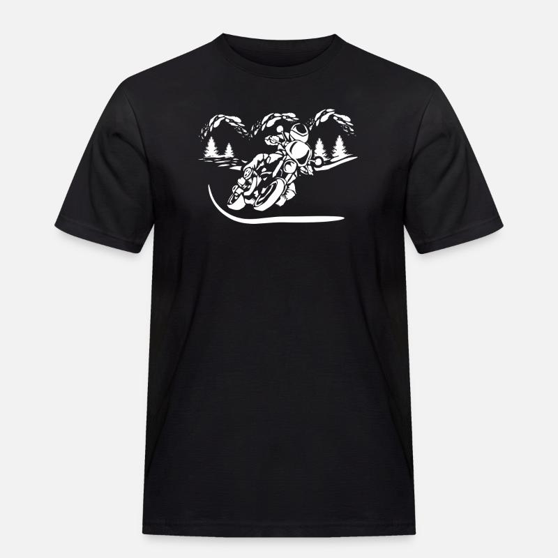 Motorrad Waldsilhouette - Männer Workwear T-Shirt - Schwarz