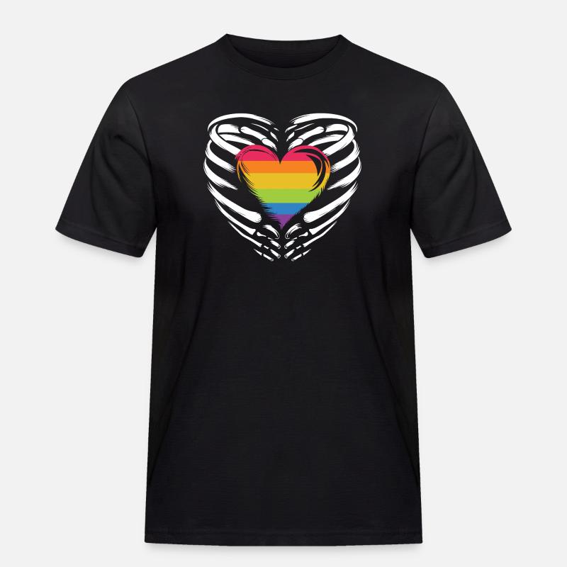 LGBTQ Pride Monat - Regenbogenherz - Männer Workwear T-Shirt - Schwarz