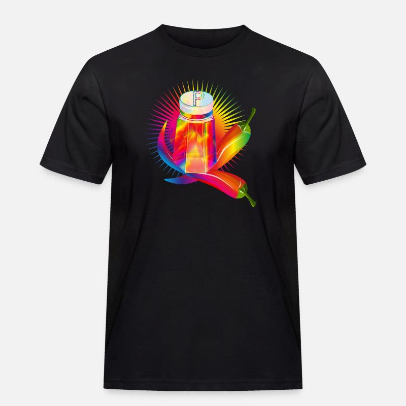Bunter Pfefferstreuer mit scharfen Chilis - Männer Workwear T-Shirt - Schwarz