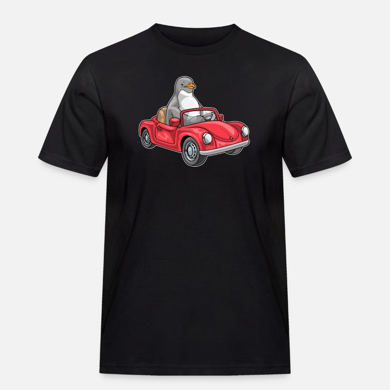 Pinguin Auto - Männer Workwear T-Shirt - Schwarz