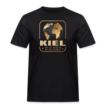 Kiel - Männer Workwear T-Shirt - Schwarz - Vorne - AI Model Male 178 light (178cm)