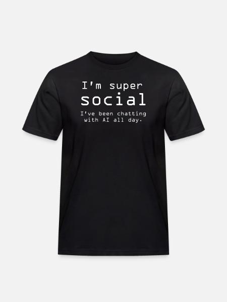 KI Social Chat Motivationsdesign - Männer Workwear T-Shirt - Schwarz