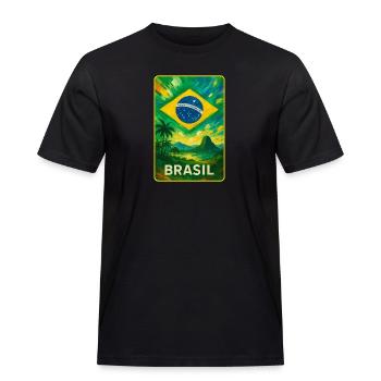 Brasilien Flaggen Landschaft Design - Männer Workwear T-Shirt - Schwarz - Vorne - AI Model Male 178 light (178cm)