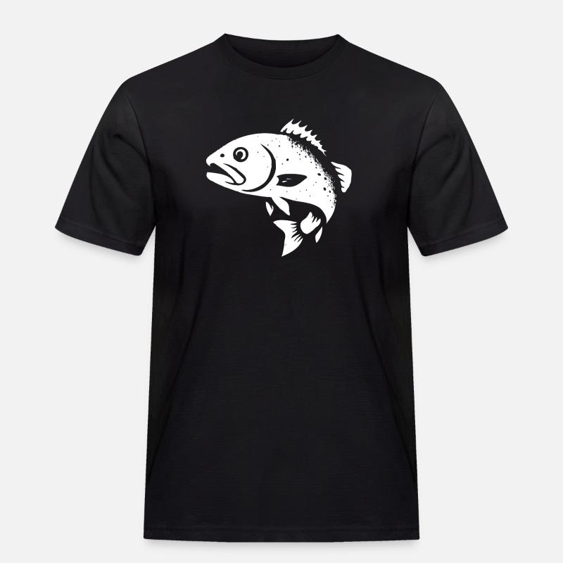 Zander und Barsch - Männer Workwear T-Shirt - Schwarz