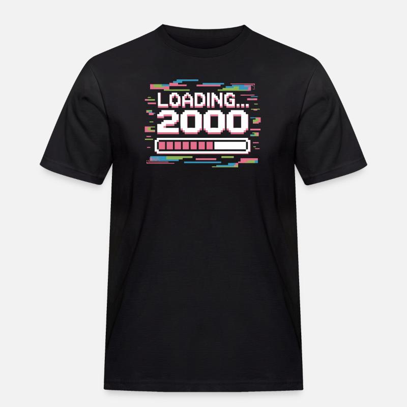 Pixel Retro Design Loading 2000 - Männer Workwear T-Shirt - Schwarz
