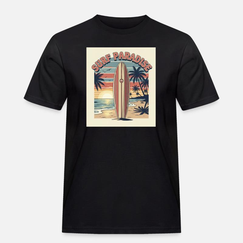 Surf Paradies Retro Design - Männer Workwear T-Shirt - Schwarz