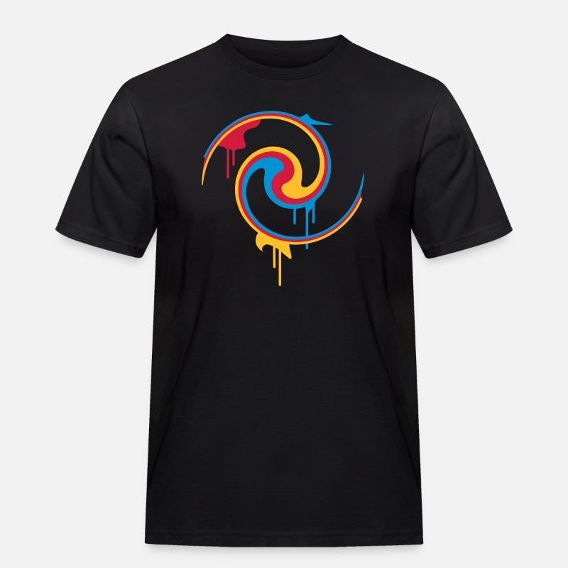 Bunte Farbspirale mit Graffiti-Stil - Männer Workwear T-Shirt - Schwarz