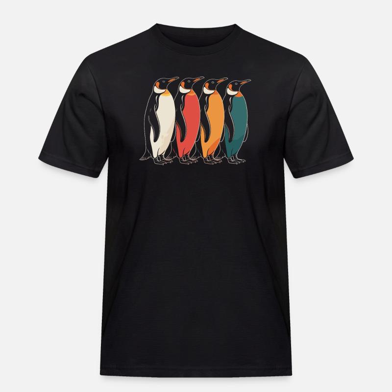 Farbenfrohe Pinguine - Männer Workwear T-Shirt - Schwarz