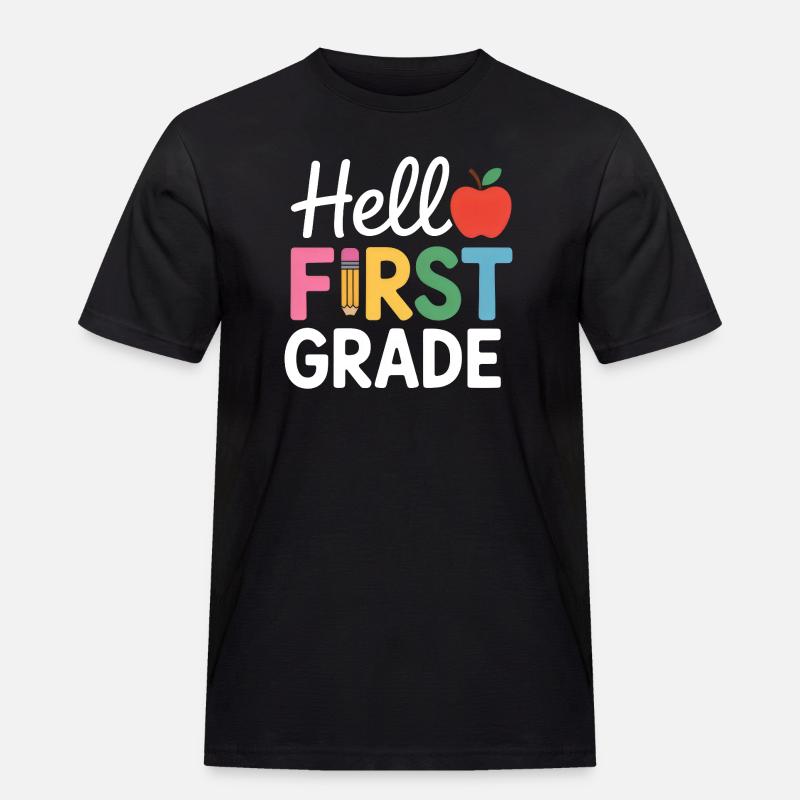 Hello First Grade Back To School - Männer Workwear T-Shirt - Schwarz