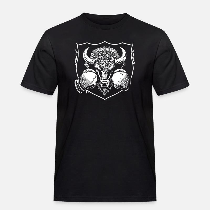 bison-boxer - Männer Workwear T-Shirt - Schwarz