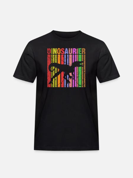 Dinosaurier Silhouette mit Farbdetails - Männer Workwear T-Shirt - Schwarz