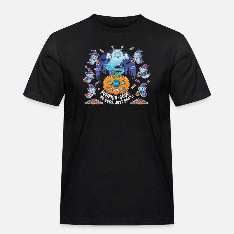 Pumpkin-Code: No Bugs, Just Boo's ! - Männer Workwear T-Shirt - Schwarz