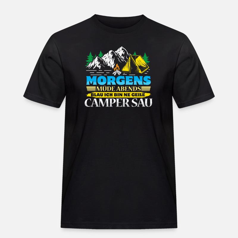 Camper Camping Wohnwagen Spruch - Männer Workwear T-Shirt - Schwarz