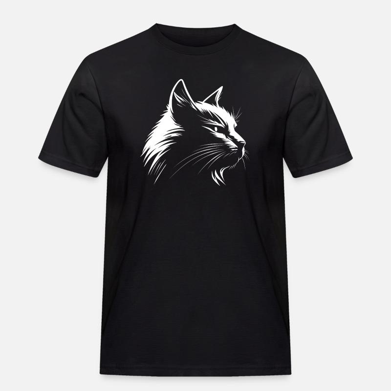 Katze weiß :-) - Männer Workwear T-Shirt - Schwarz