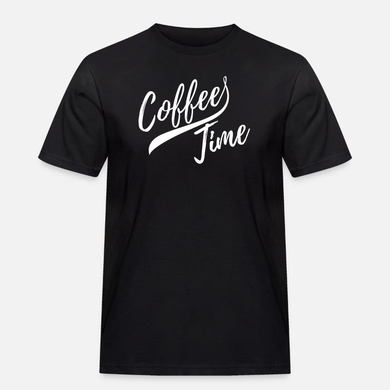 It is coffee time - Männer Workwear T-Shirt - Schwarz