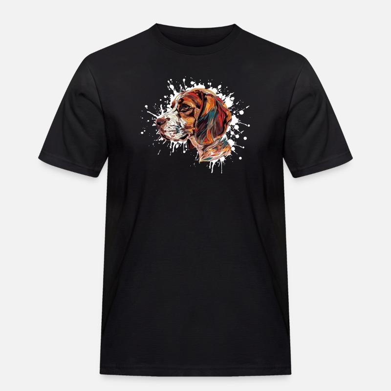 Beagle Farbexplosion - Männer Workwear T-Shirt - Schwarz