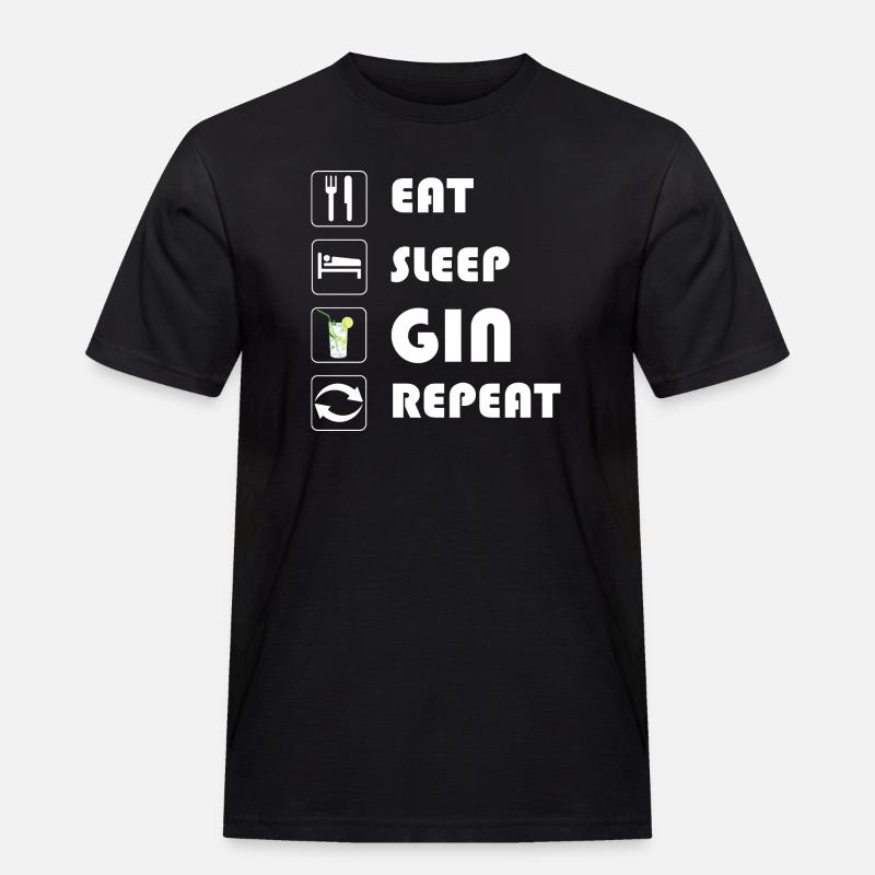 Gin Statement EAT SLEEP GIN REPEAT - Männer Workwear T-Shirt - Schwarz