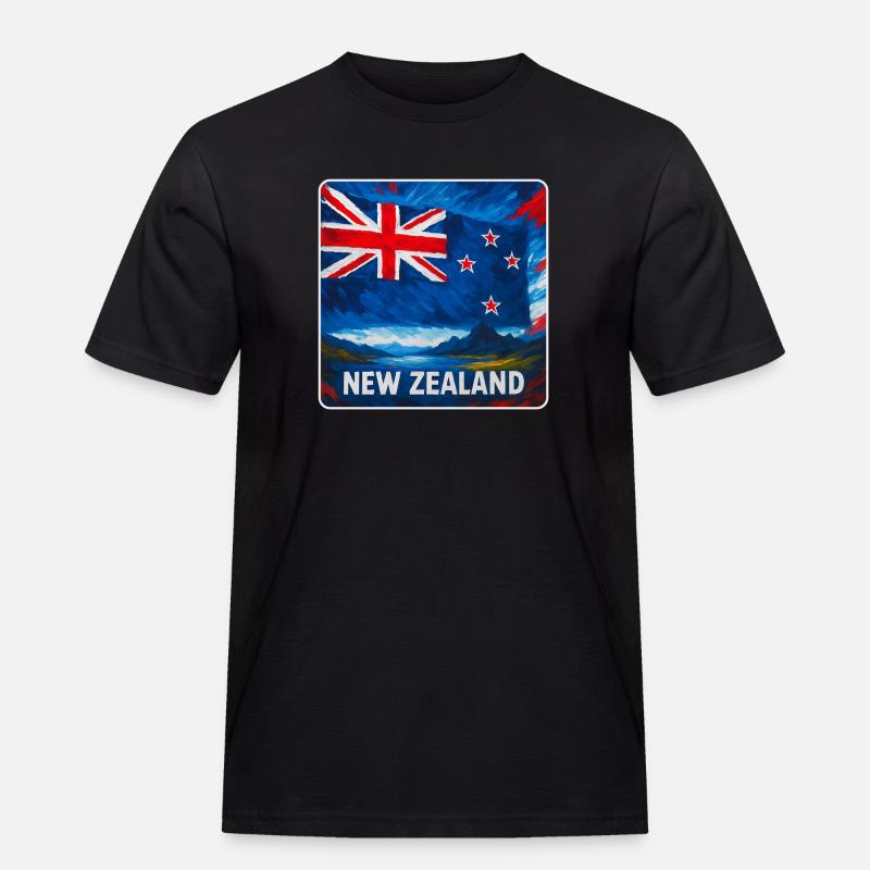 Neuseeland Flaggen Design - Männer Workwear T-Shirt - Schwarz