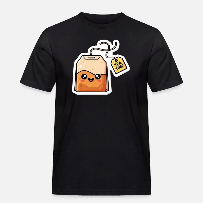 Kawaii Teebeutel Tea Time - Männer Workwear T-Shirt - Schwarz