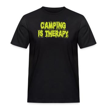 Camping ist Therapie - Männer Workwear T-Shirt - Schwarz - Vorne - AI Model Male 178 light (178cm)
