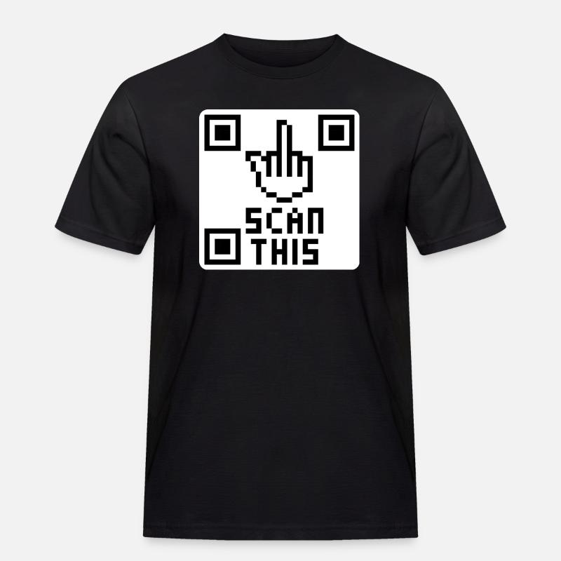 QRcode Mittelfinger - Männer Workwear T-Shirt - Schwarz
