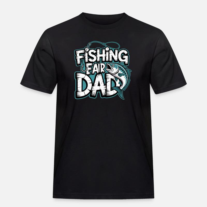 Fischfang Papa Comic Tee - Männer Workwear T-Shirt - Schwarz