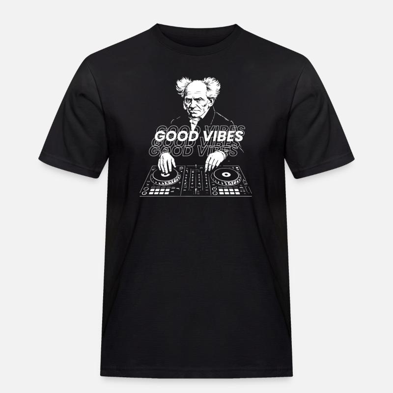 Schopenhauer Retro DJ Vibes - Männer Workwear T-Shirt - Schwarz