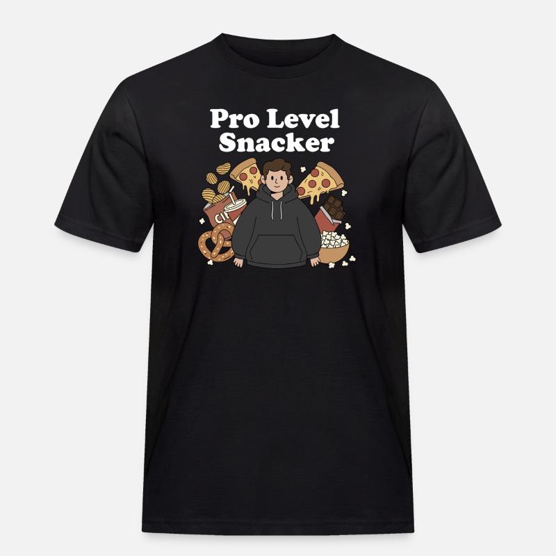 Pro Level Snacker Motiv - Männer Workwear T-Shirt - Schwarz