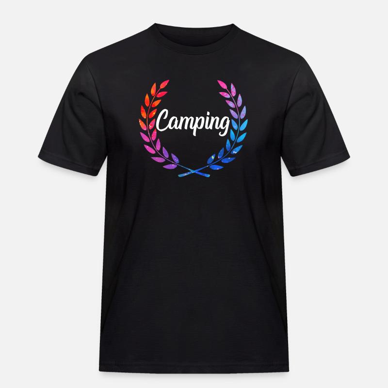 Camping Farblaurel Script - Männer Workwear T-Shirt - Schwarz