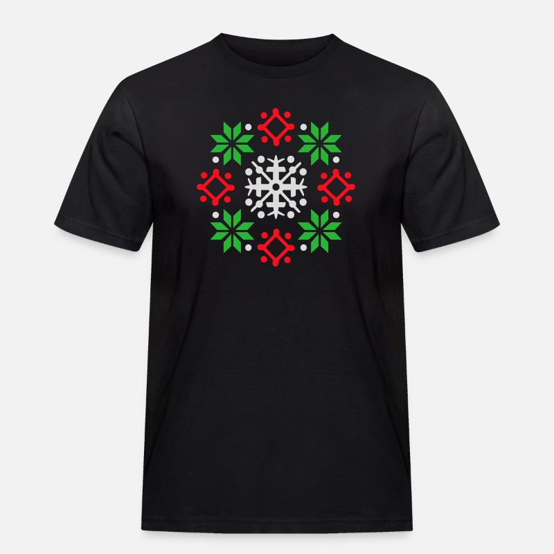 Schneeflocken Muster Weihnachtspullover Schnee - Männer Workwear T-Shirt - Schwarz