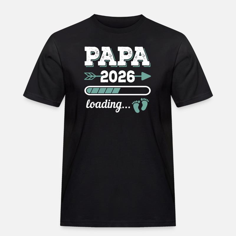Papa 2026 Loading Werdender Vater Geschenkidee - Männer Workwear T-Shirt - Schwarz