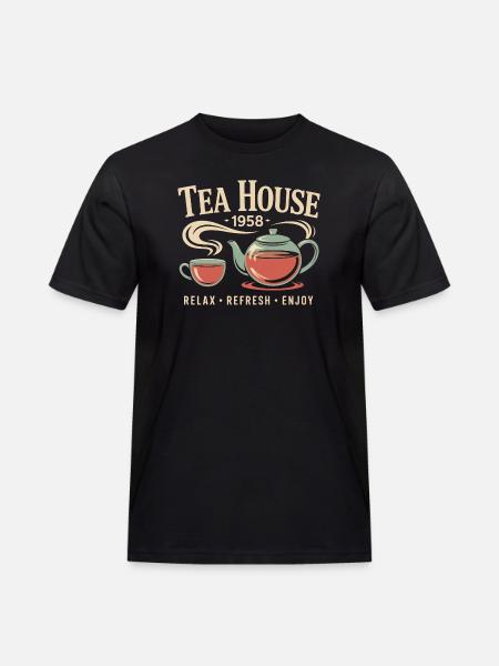 Tea House 1958 - Männer Workwear T-Shirt - Schwarz