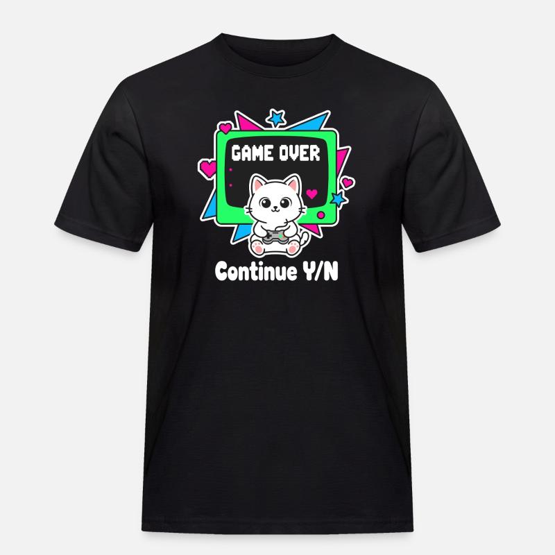 Retro Cats Controller Game Over - Men's Workwear T-Shirt - black