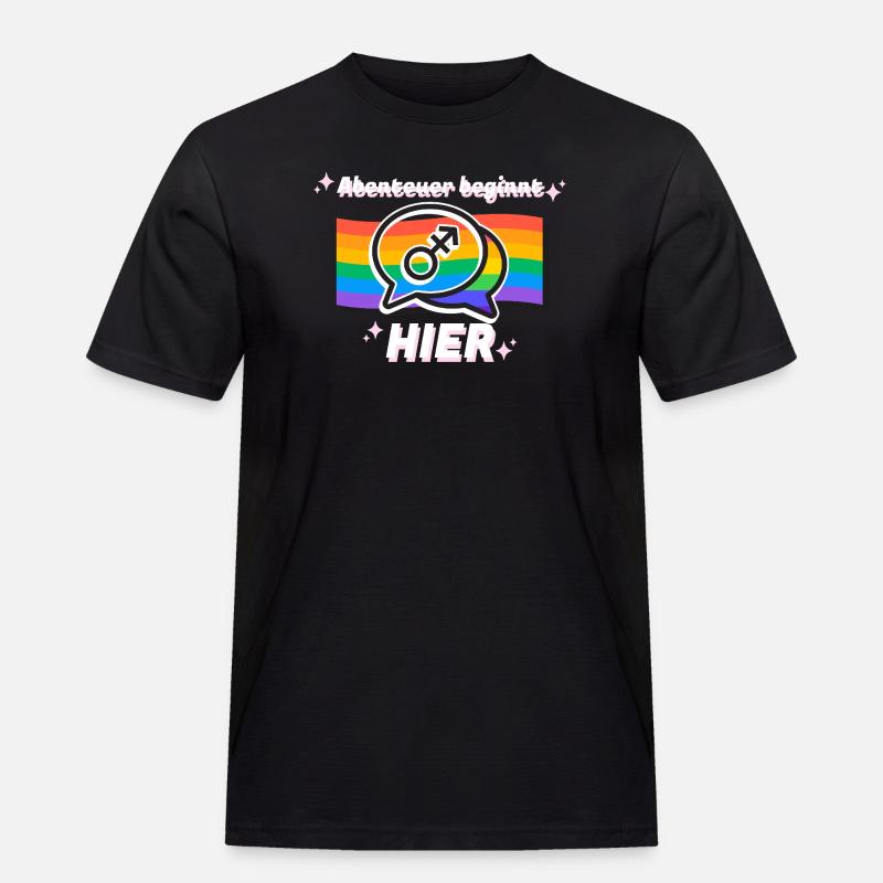 Abenteuer beginnt hier Pride Symbol - Männer Workwear T-Shirt - Schwarz