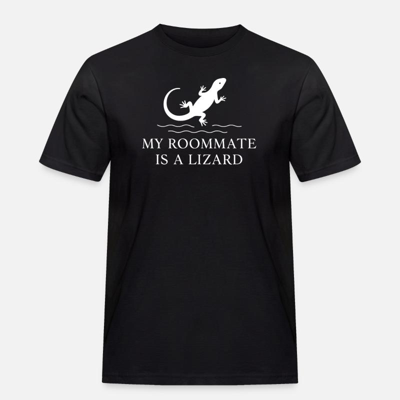 Mein Mitbewohner ist eine Echse - Männer Workwear T-Shirt - Schwarz