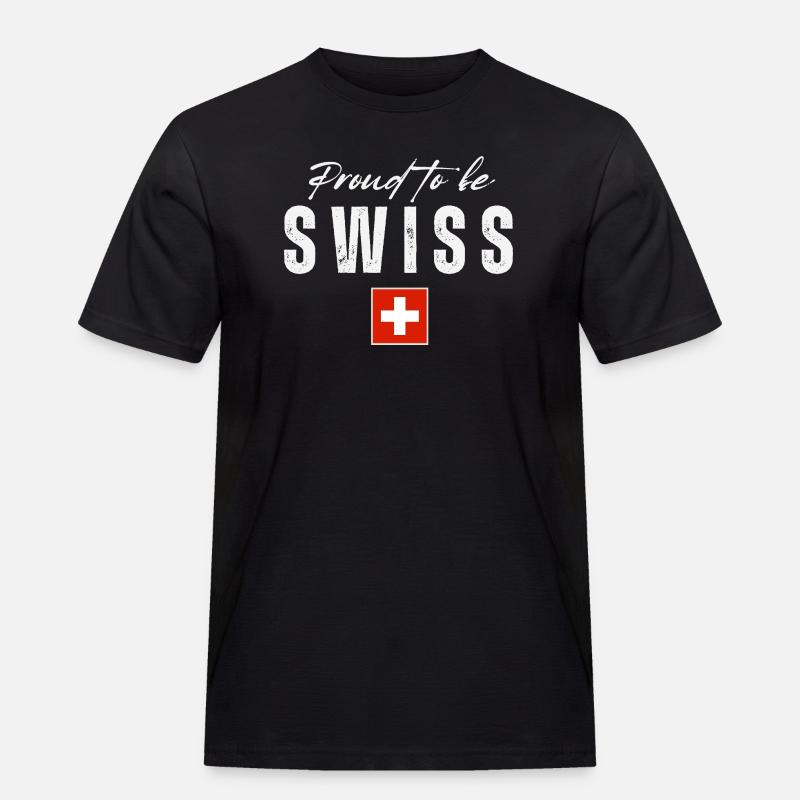 Schweizer Pride, Schweizer Flagge - Männer Workwear T-Shirt - Schwarz